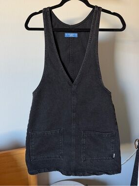 Pull&Bear Black Denim Overall Dress